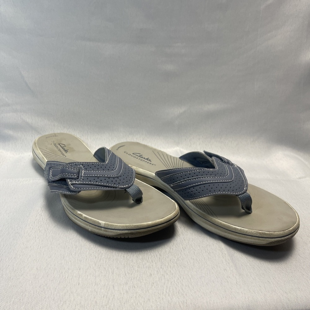 Clarks Cloudsteppers Breeze Sea Flip Flop Thong Sandals Denim Blue Women's 8
